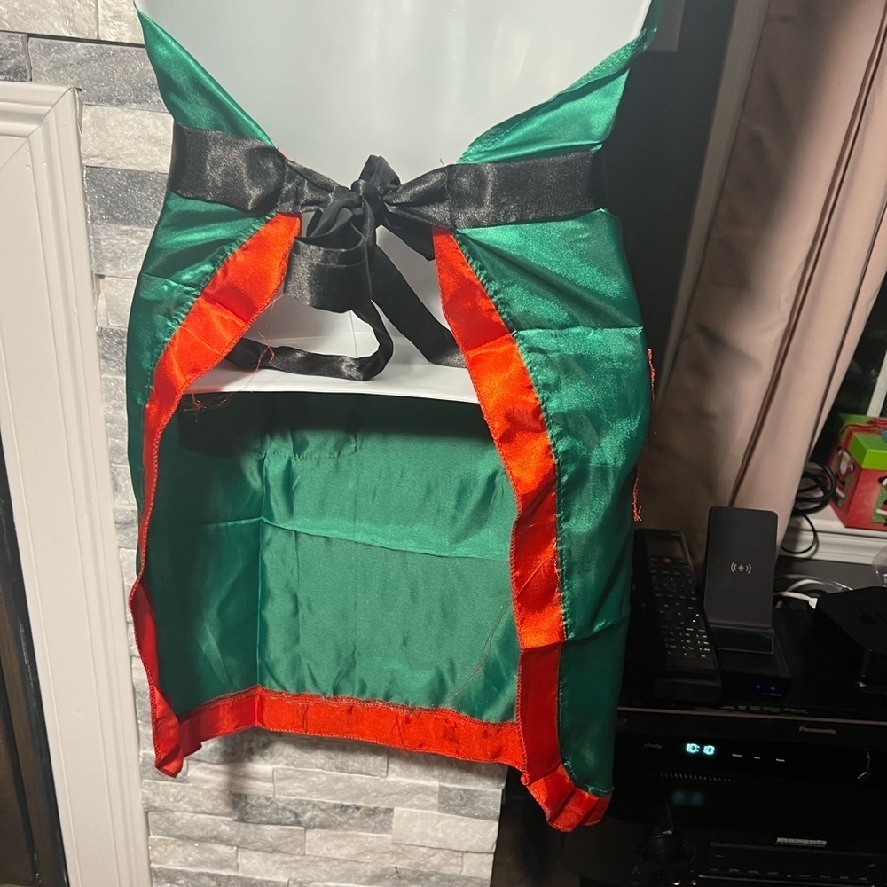 Christmas Elf Apron & Headband Costume - Santa Elf Headband & Xmas Apron Cosplay - Picture 5 of 8
